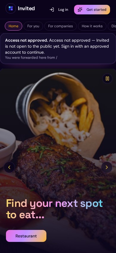 myinvited.app mobile website presentation
